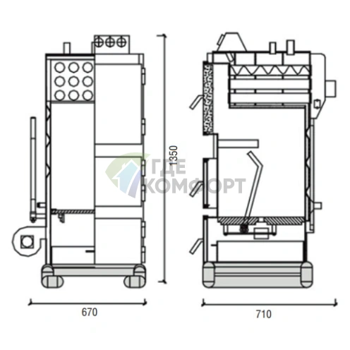 Твердотопливный напольный одноконтурный котел Kentatsu Furst Vulkan SR-35 - фото 2