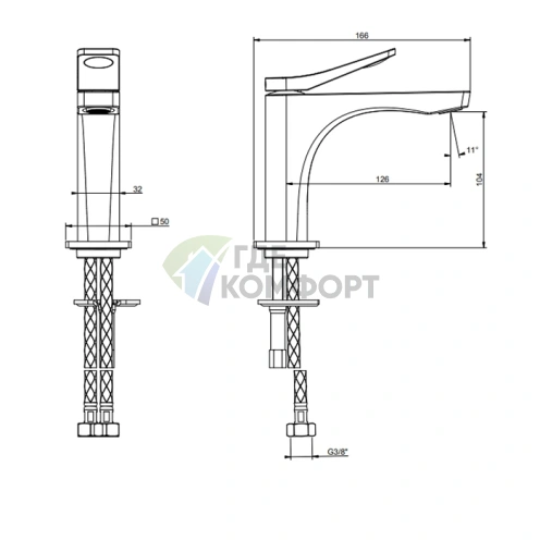 GESSI Rilievo Однорычажный смеситель для раковины Nero XL (59002#299) - фото 2