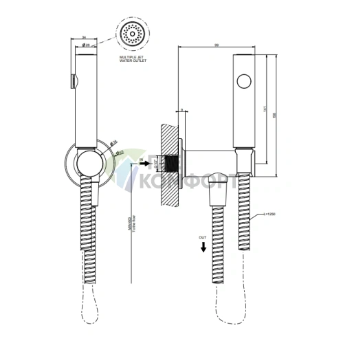 Гигиенический душ GESSI INCISO 1/2, золото (58153#246) - фото 2