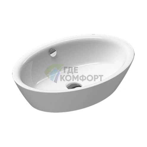Накладная раковина GSI Sand 60x42 см с переливом, белая - фото 1