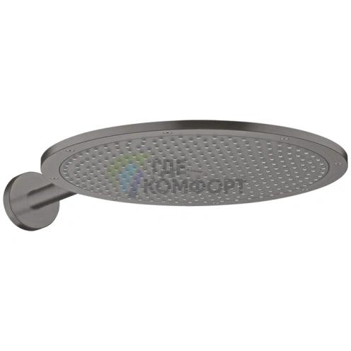 Верхний душ AX настенный, 350 мм, 1 струя, с держателем 390 мм, цвет «Шлифованный черный хром» (26034340) - фото 1