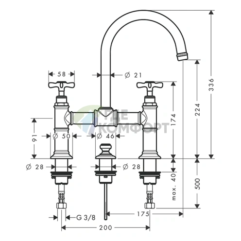 Элегантный смеситель для раковины AX Montreux в цвете шлифованное золото (16510250) - фото 2