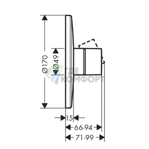 Смеситель для душа AX Uno Zero: шлифованный черный хром (45605340) - фото 2