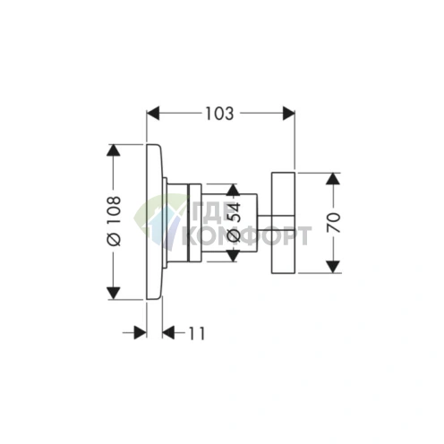 Встраиваемый запорно-переключающий вентиль AX Citterio Trio/Quattro, хром (39925000) - фото 2