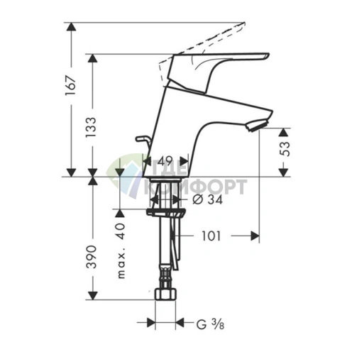Смеситель для раковины Hansgrohe Focus, хром, 1 отверстие (31733000) - фото 2