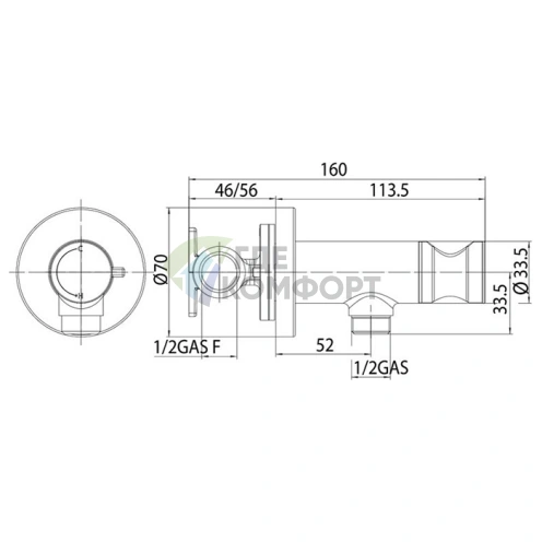 Гигиенический комплект Bossini Paloma Flat: смеситель, лейка с клапаном и шланг 1250 мм в роскошном золотом исполнении (E37011B.021) - фото 2