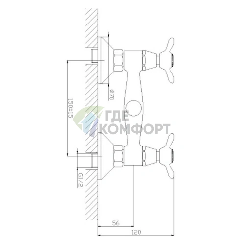 Смеситель для душа Rossinka Q Q02-41 настенный латунный - фото 2