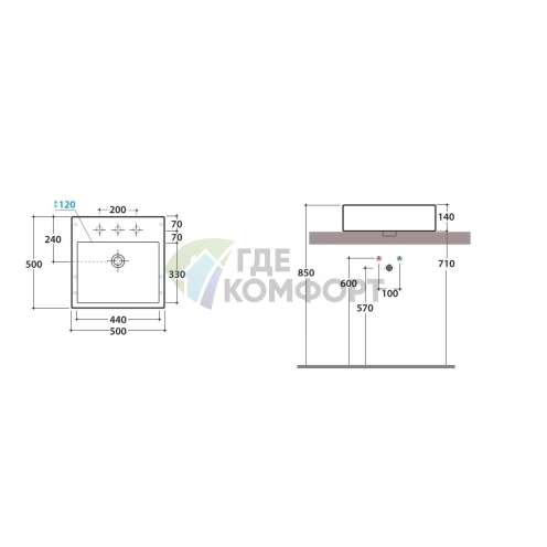 Накладная раковина Globo Classic 50х50 белая - фото 2