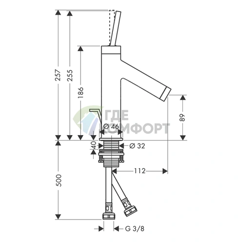 Смеситель для раковины AX Starck в цвете шлифованное золото (10111250) - фото 2