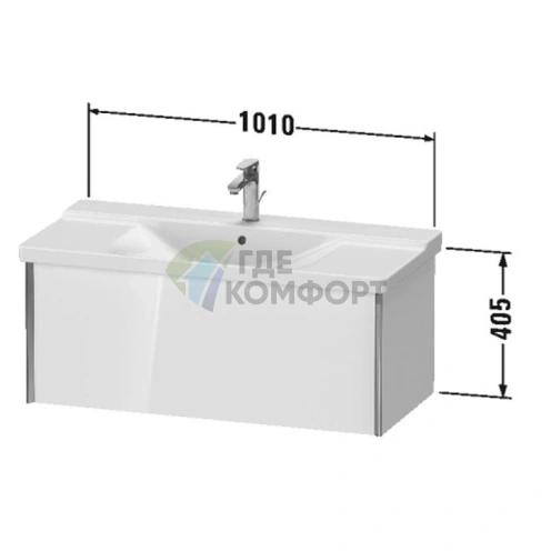 Тумба подвесная Duravit XViu 405x1010x469мм для раковин 233210-233410, 1 ящик, цвет walnut dark/черный матовый (XV40170B221) - фото 2