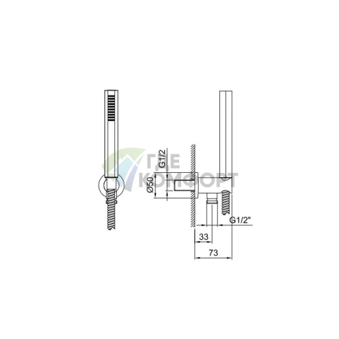 Душевой набор Fantini Venezia: ручная лейка, шланг 150 см, держатель, цвет Matt British Gold PVD (29 P6 5943) - фото 2