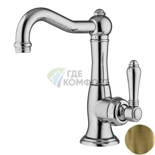 Однорычажный смеситель Nicolazzi P.m. Blanc для раковины с донным клапаном, керамическими ручками, цвет Bronze Plated (3452BZ76C) - фото 1