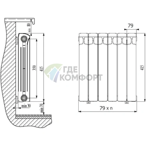 Биметаллический радиатор RIFAR Base 350 10 секций - фото 3