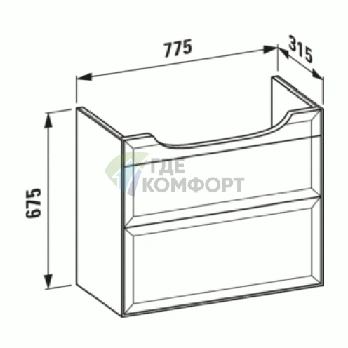 База под раковину Laufen New Classic подвесная, 780x320x670 мм, белая глянцевая, 2 ящика (4.0604.2.085.631.1) - фото 2