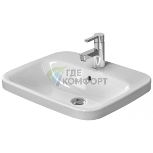 Раковина Duravit DuraStyle 560x455 мм: Встраиваемая сверху с переливом, белая, 1 отв. под смеситель (374560000) - фото 1