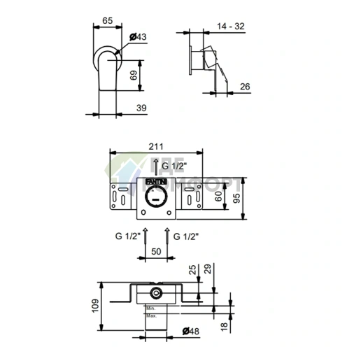 Встраиваемый смеситель для душа Fantini MYO, черный матовый (61 13 V663B) - фото 2