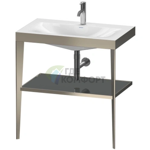 Консольная напольная раковина Duravit XViu с полкой, шампань мат/фланелевый серый глянец, 850x800x480 мм (XV4715OB189) - фото 1