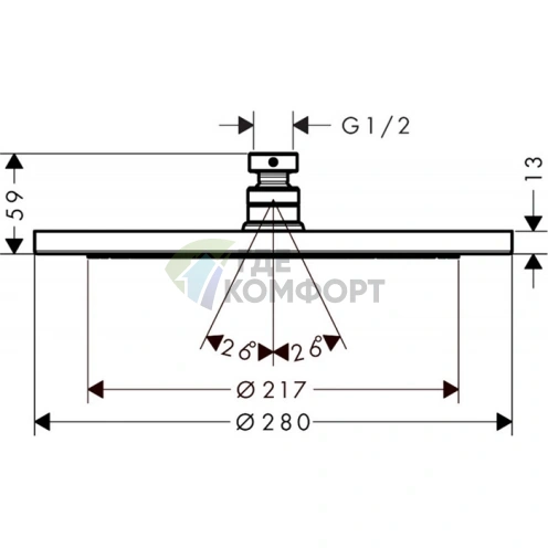 Верхний душ Hansgrohe Croma 280 мм, хром (26220000) - фото 2