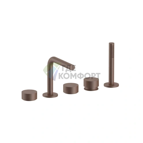 Смеситель для ванны Fantini AF/21 с ручным душем, 5 отверстий, цвет Matt Copper PVD (27 P9 A265) - фото 1