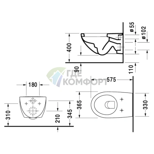 Подвесной унитаз Duravit Architec 2546090064 (2546090064) - фото 3