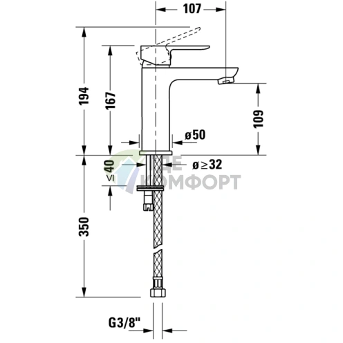 Смеситель для раковины Duravit A.1 с донным клапаном, хром (A11020001010) - фото 2