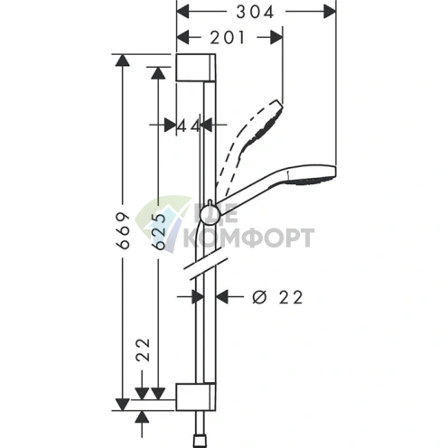 Душевой набор HG Croma Select E Vario с системой 3-струйного джакузи и телескопической штангой (26583400) - фото 2