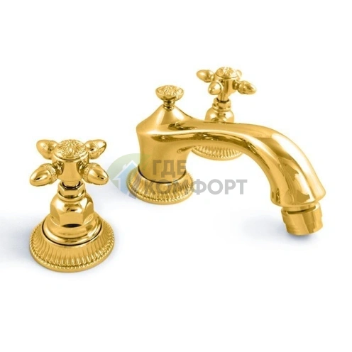 Стильный смеситель для биде Nicolazzi Impero на 3 отверстия в золотом исполнении (1215GO36) - фото 1