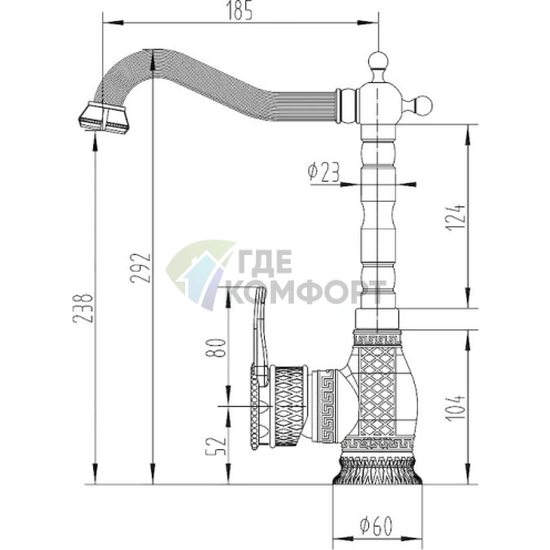 Смеситель для кухни Zorg Antic A 414 K-BR под бронзу - фото 2