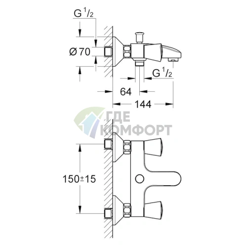Смеситель Grohe Costa S 25483001 для ванны с душем - фото 4