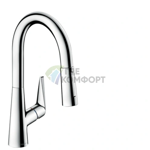 Смеситель для кухни Hansgrohe Talis M51 с вытяжным душем и поворотным изливом в хроме (73850000) - фото 1