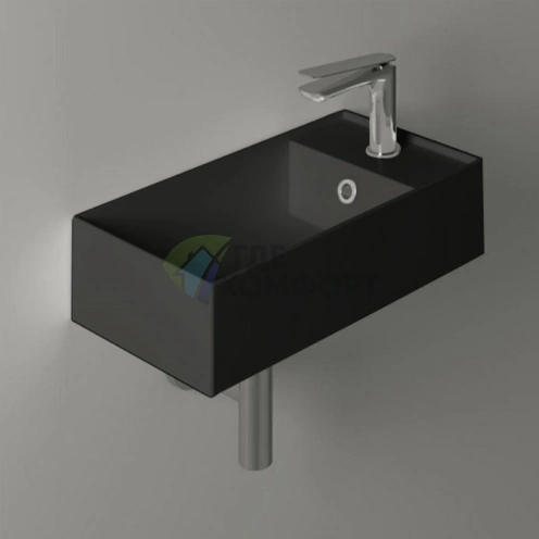 Подвесная раковина SIMAS AGILE 50x27 см, правая, черный матовый - фото 1