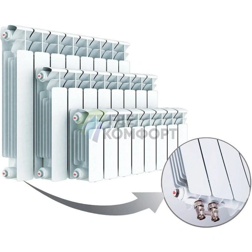 Биметаллический радиатор RIFAR Base Ventil 500 12 секций НП левое - фото 2