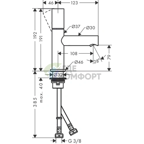 Смеситель для раковины AX Uno 80 мм, шлифованный никель (45005820) - фото 2