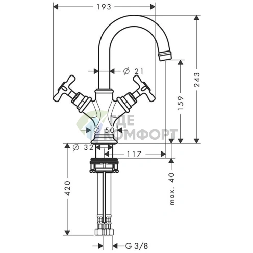 Смеситель для раковины AX Montreux в цвете шлифованная медь (16505950) - фото 2