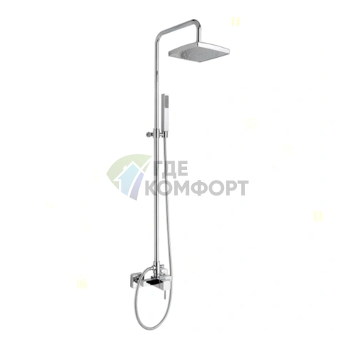 Душевая стойка Nicolazzi Doccia с квадратной лейкой 200 мм, переключателем и ручным душем в хроме (5715WSCR20) - фото 1