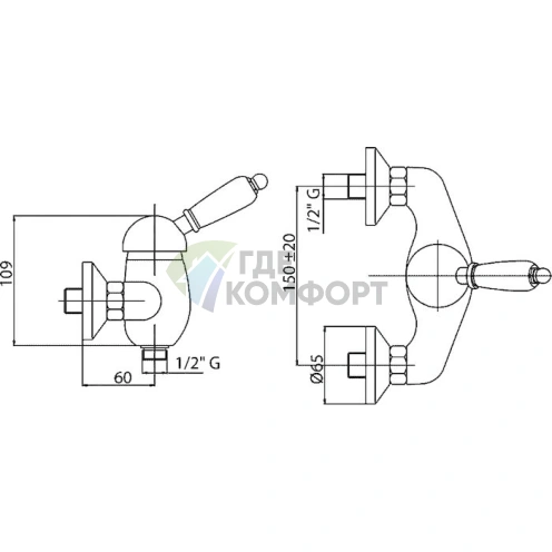 Смеситель для душа Cezares Elite ELITE-DM-03/24-Bi фото 2