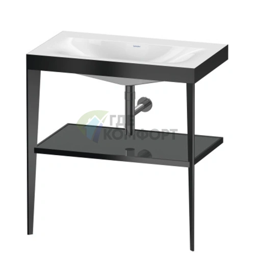 Консоль напольная Duravit XViu с раковиной без перелива и полкой, 850x800x480мм, цвет черный матовый/серый глянцевый (XV4715NB289) - фото 1