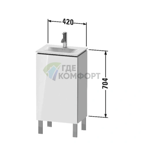 Напольная тумба Duravit L-Cube с полкой и дверцей, 704x440x311 мм, White High Gloss (LC6580R2222) - фото 2