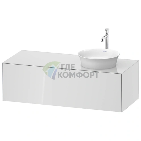 Подвесная тумба Duravit White Tulip с выдвижным ящиком — белая высокоглянцевая, 408x1300x550 мм (WT4977R8585) - фото 1