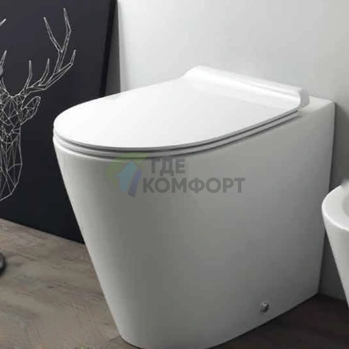 Унитаз приставной безободковый 56,5х37,5 см белый (GA01bi) - фото 1