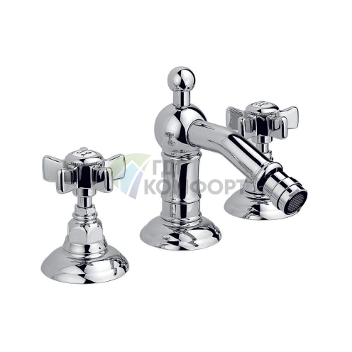 Смеситель для биде Nicolazzi Dames Anglaises на 3 отверстия с донным клапаном, хром (1415CR18) - фото 1