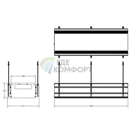 Профиль линейный GESSI BINARIO 1090 мм, Black XL (без подготовки под модули) (61019#299) - фото 2