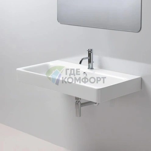 Подвесная раковина GSI Sand 100x50 см белая с переливом - фото 1