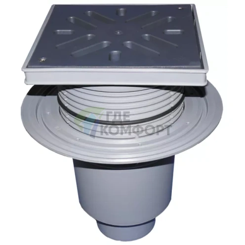 Трап HL616LW с решеткой 226x226 мм-грязеуловителем и вертикальным выпуском DN110 - фото 1