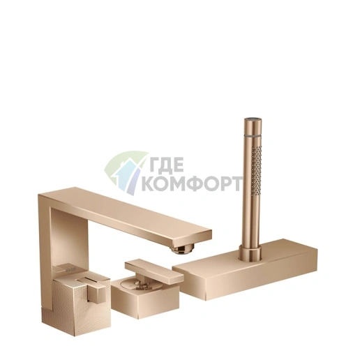 Смеситель для ванны AX Edge с ручным душем и алмазной огранкой в цвете полированное красное золото (46431300) - фото 1