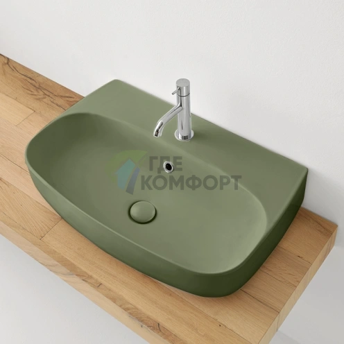 Раковина подвесная Kerasan Nolita 70x45 см с отверстием под смеситель, цвет Verde Muschio (534211*1 ) - фото 1