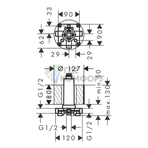 Верхний душ HG Rainmaker со скрытым потолочным подключением (24010180 САЛОН) - фото 2