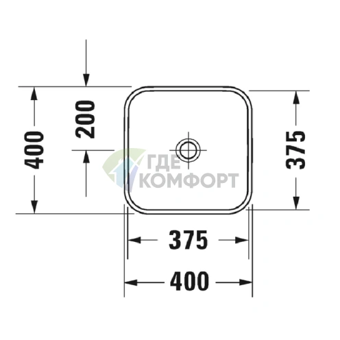 Раковина Duravit Happy D квадратная 400 мм цвет Anthracite matt с керамическим выпуском (23594013001) - фото 2