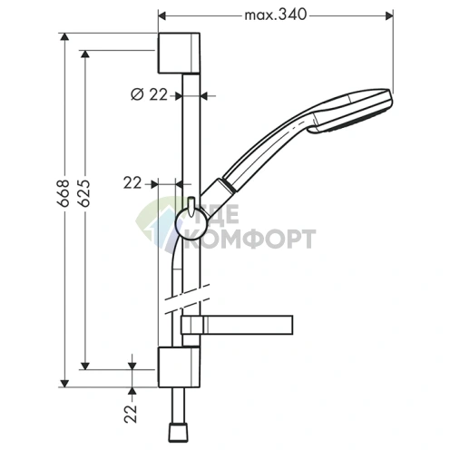 Душевой набор HG Croma 100 Vario с системой EcoSmart и ручным душем 4jet (27776000) - фото 2