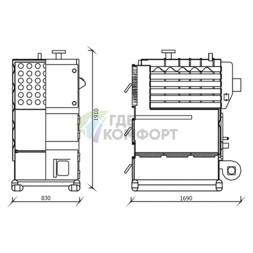 Твердотопливный напольный одноконтурный котел Kentatsu Furst Vulkan Max SR-200 - фото 2